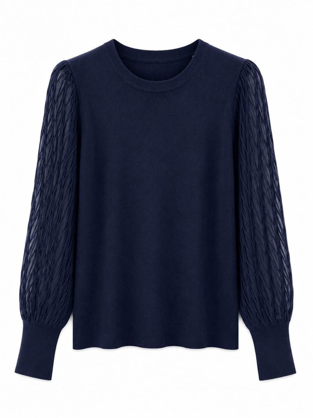 Maglia girocollo manica rete  Blu