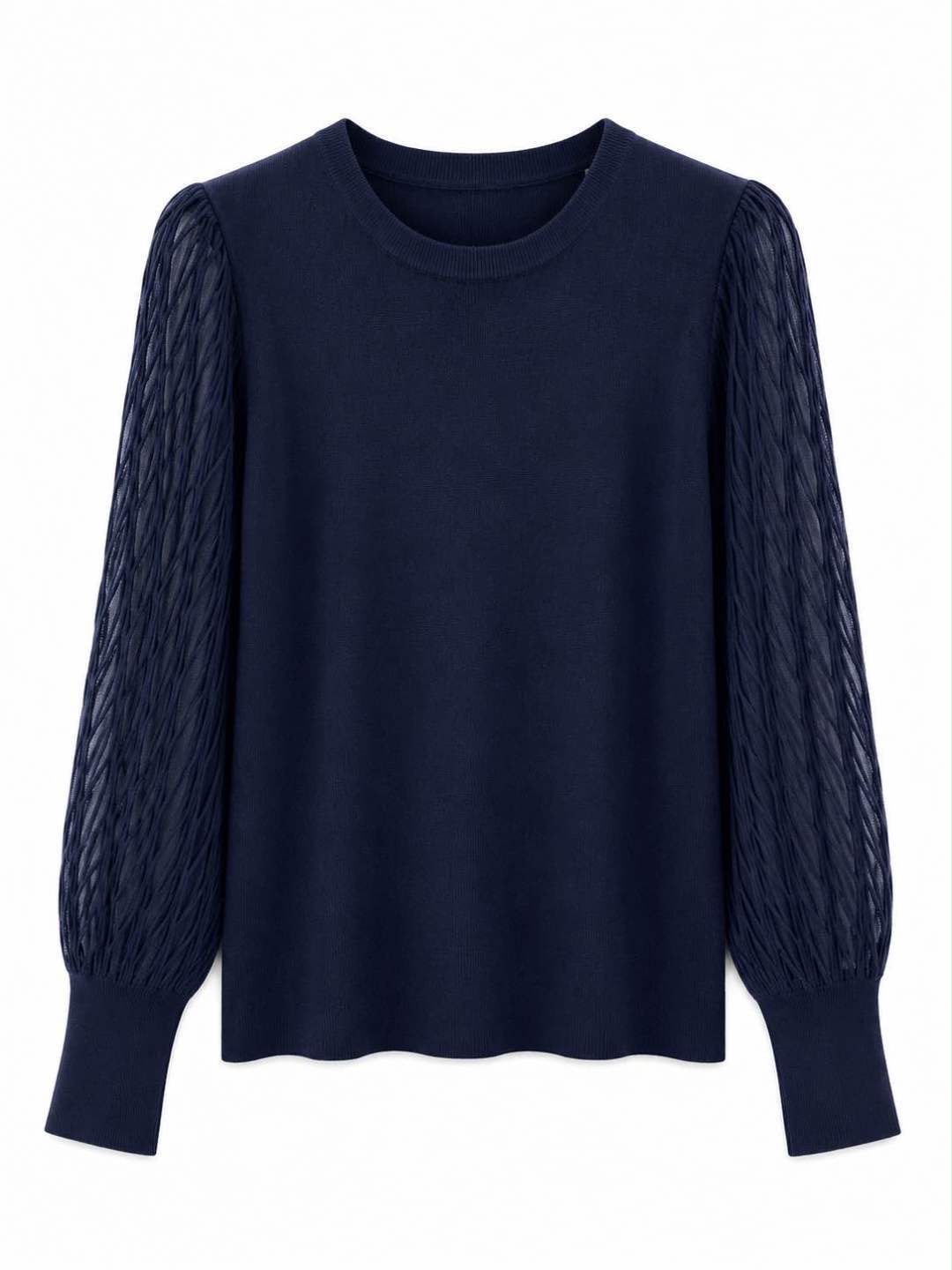 Maglia girocollo manica rete  Blu