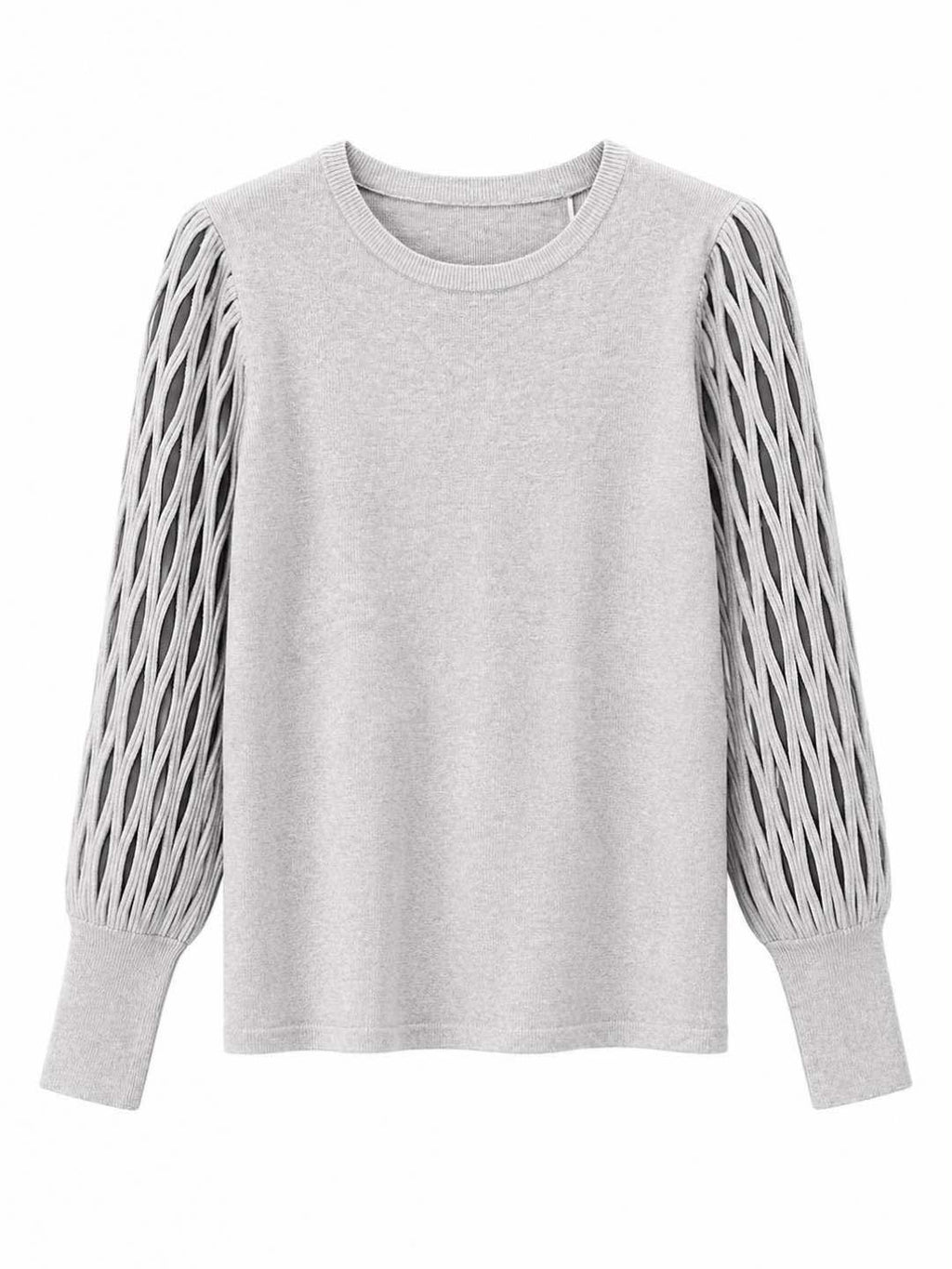 Maglia girocollo manica rete  Grigio