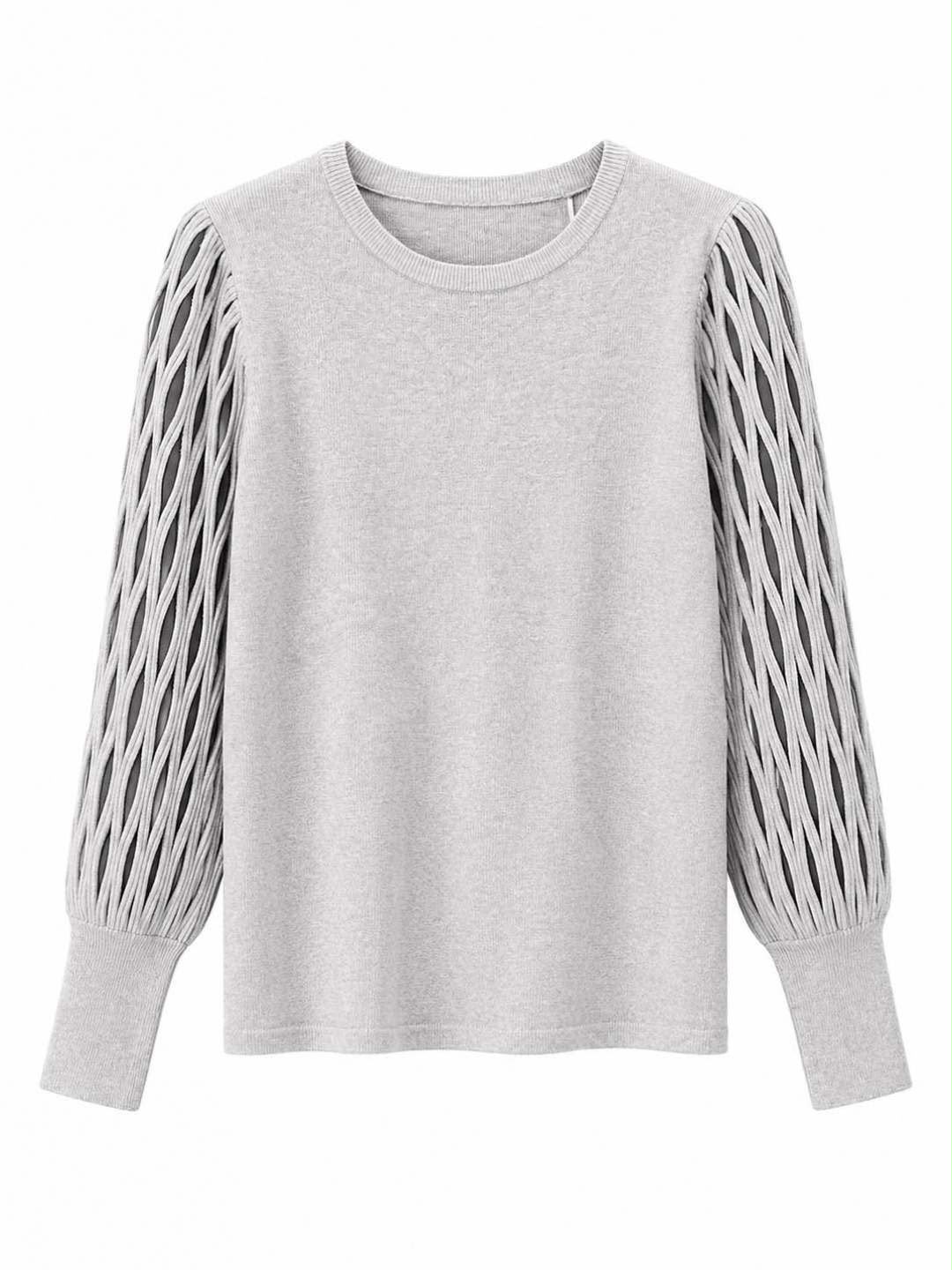 Maglia girocollo manica rete  Grigio