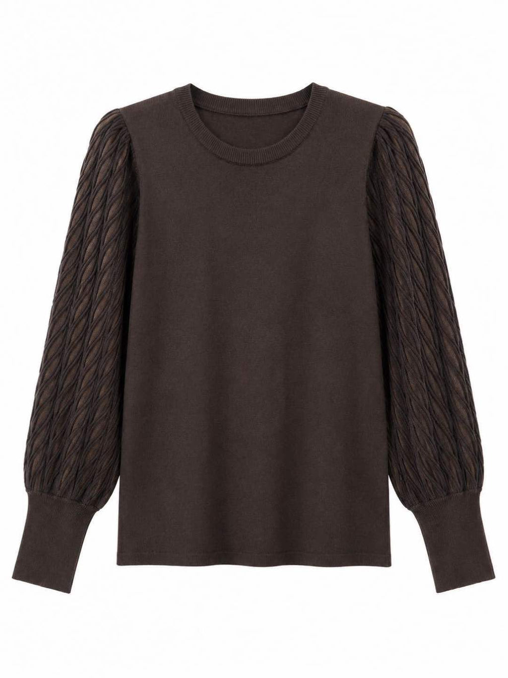 Maglia girocollo manica rete  Marrone