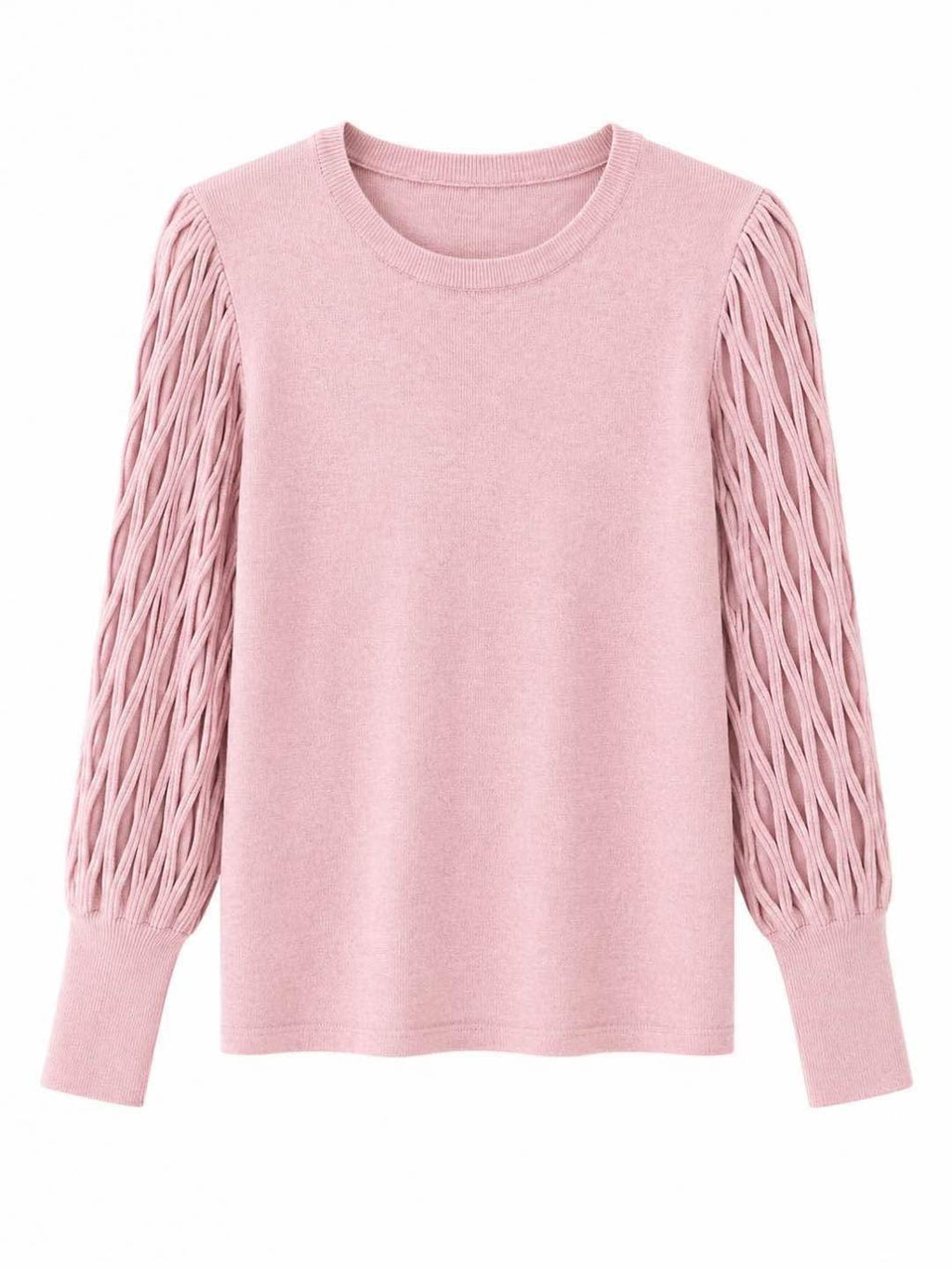 Maglia girocollo manica rete  Rosa