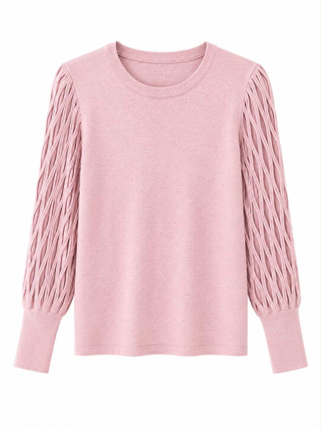 Maglia girocollo manica rete  Rosa