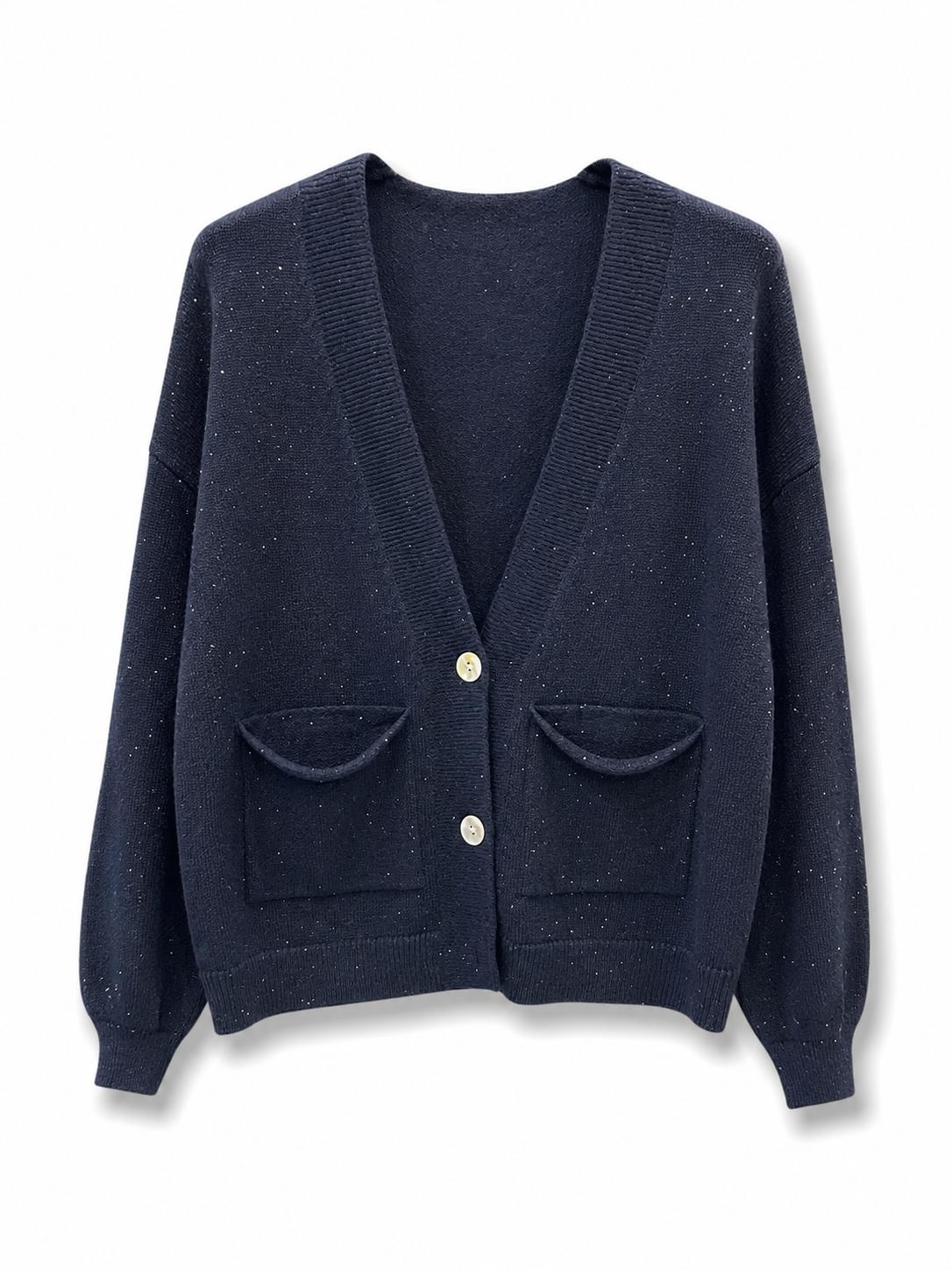 Cardigan con paillettes Blu