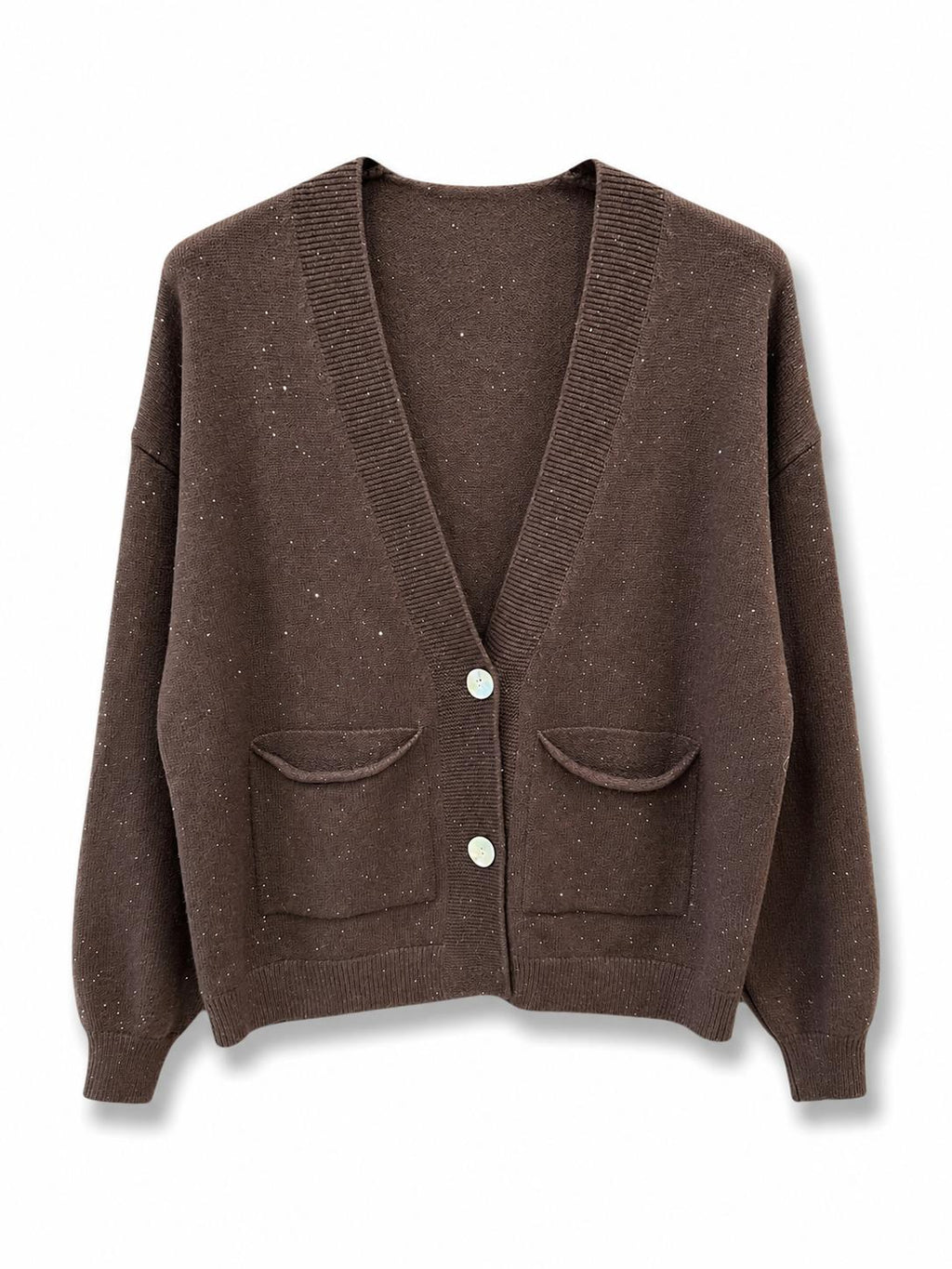 Cardigan con paillettes Marrone