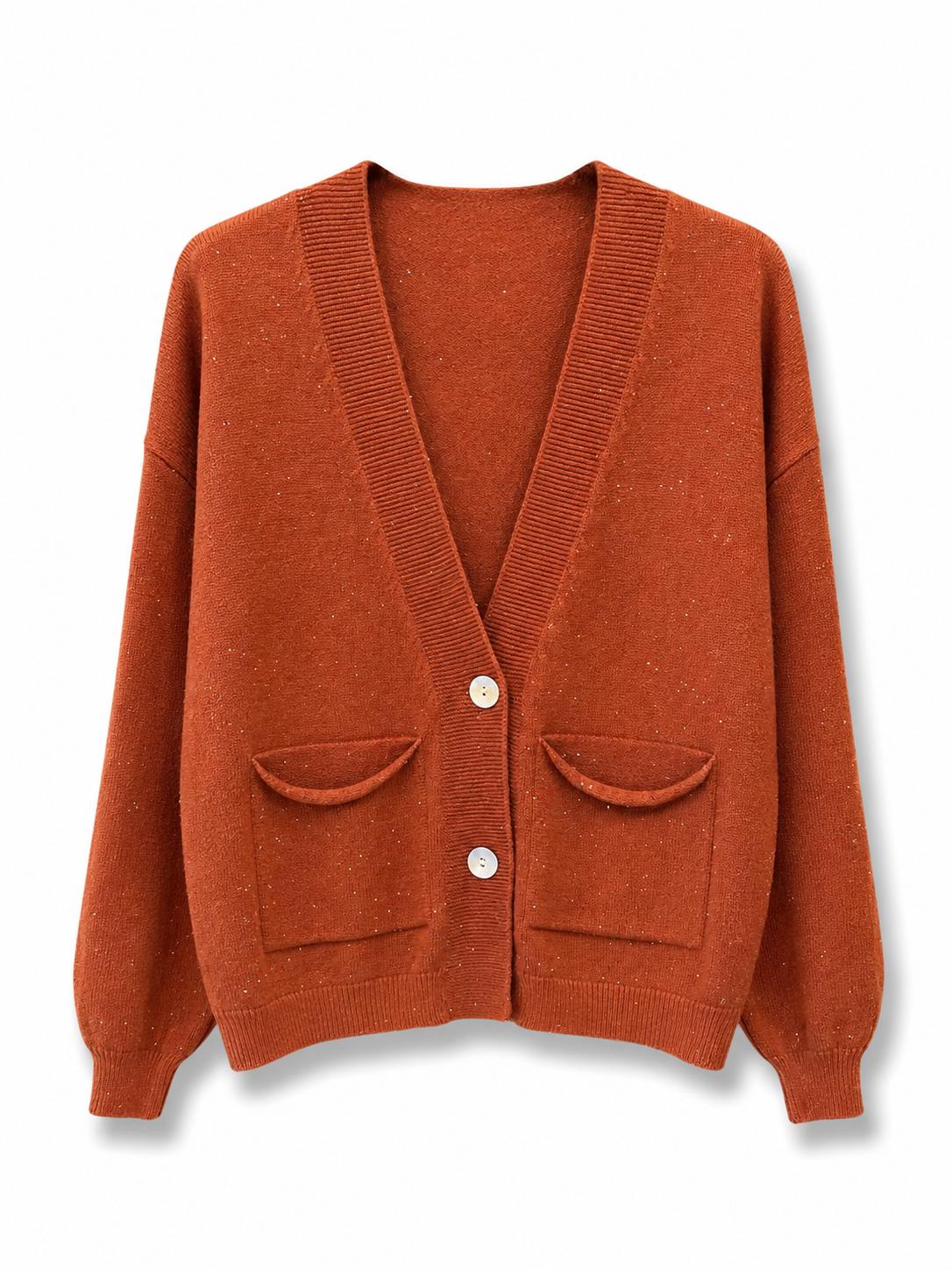 Cardigan con paillettes Ruggine