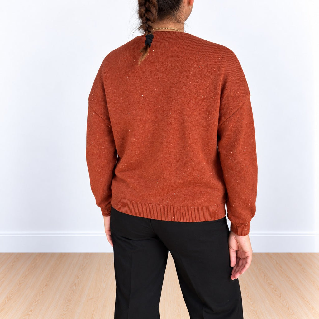 Cardigan con paillettes Ruggine