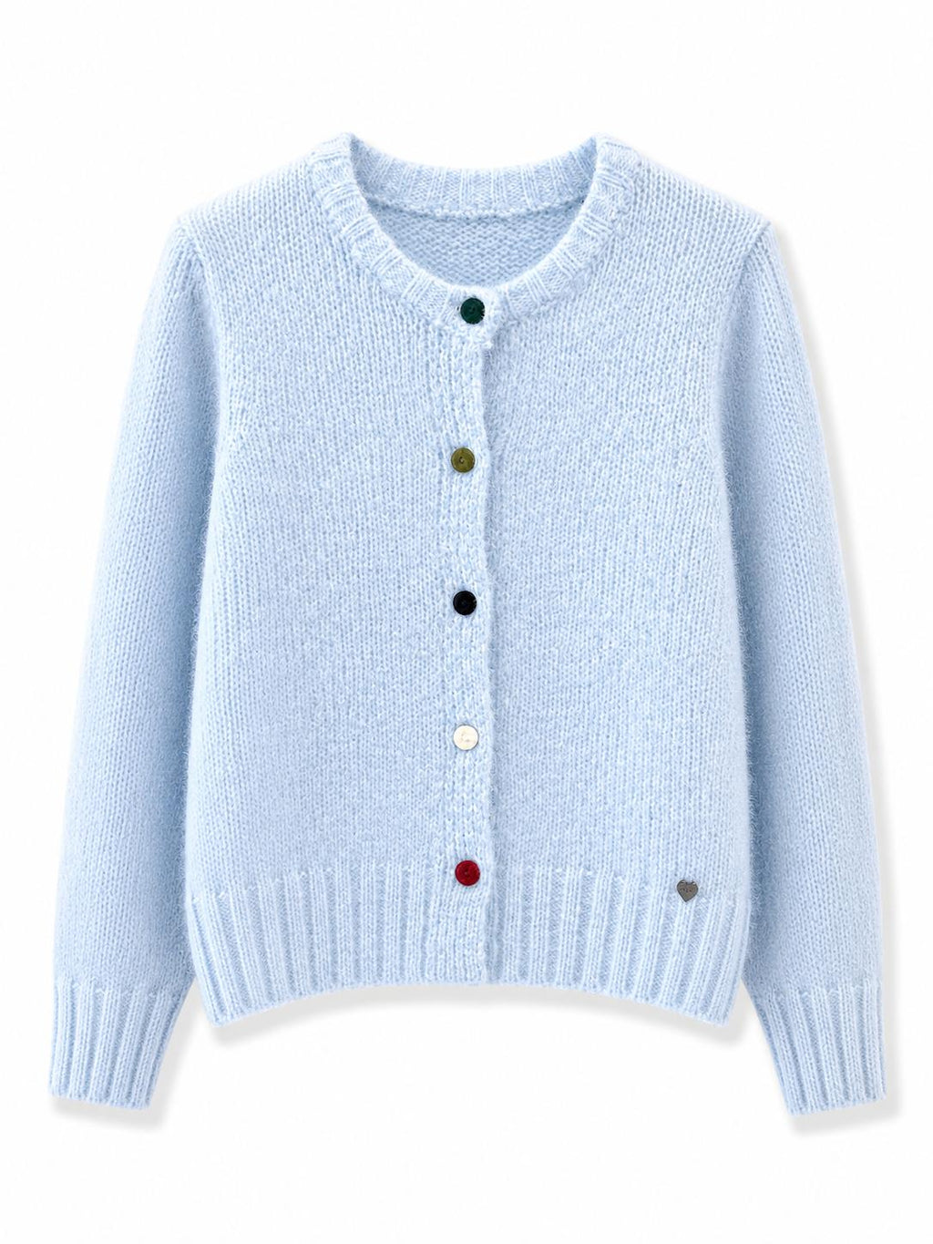 Cardigan maglia grossa con bottoni colorati Azzurro