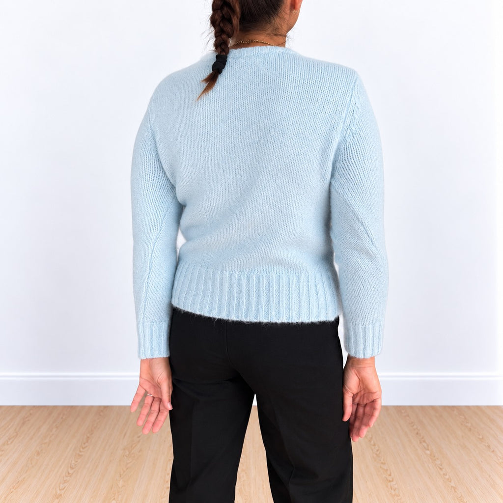 Cardigan maglia grossa con bottoni colorati Azzurro
