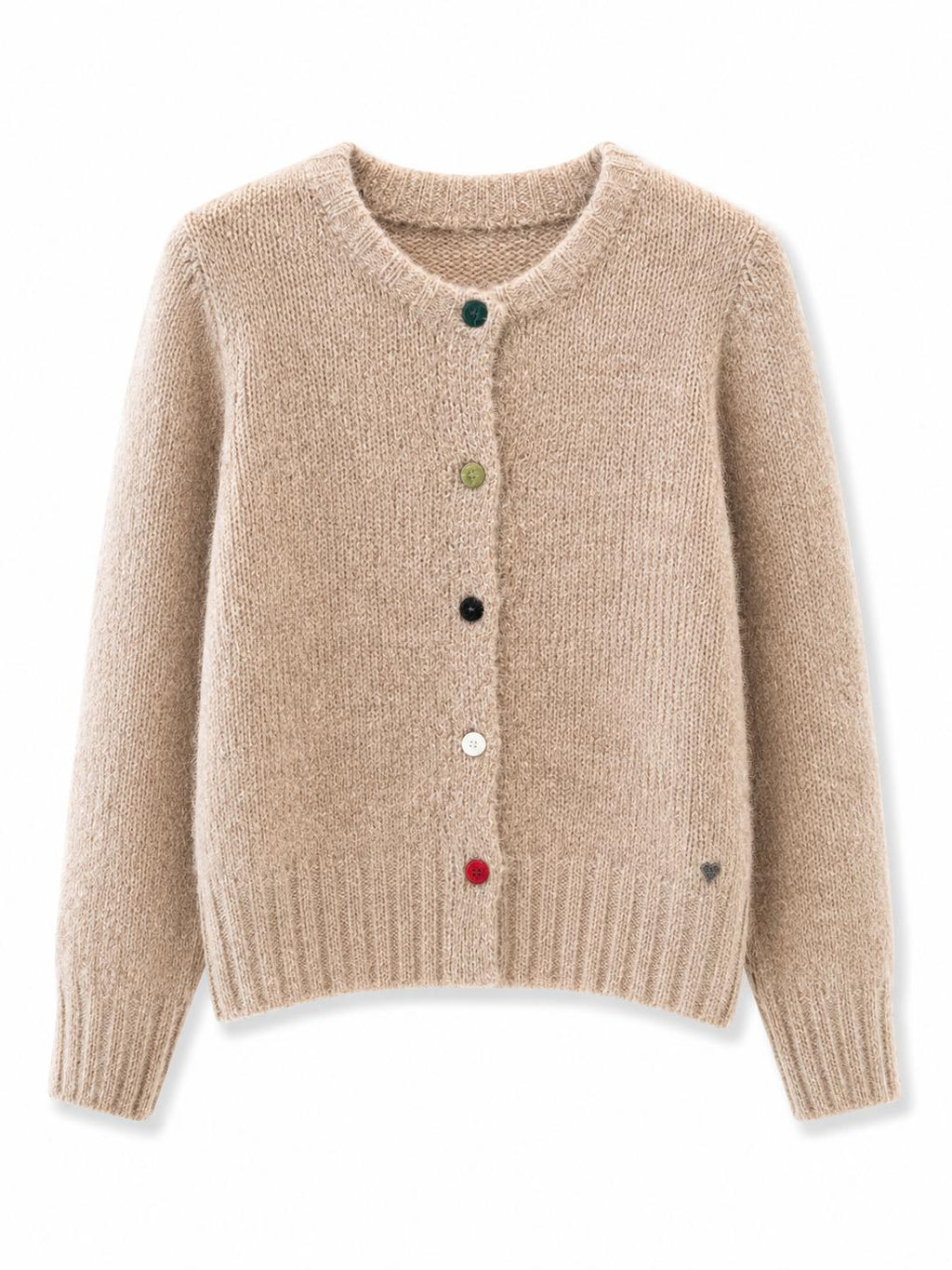 Cardigan maglia grossa con bottoni colorati Beige