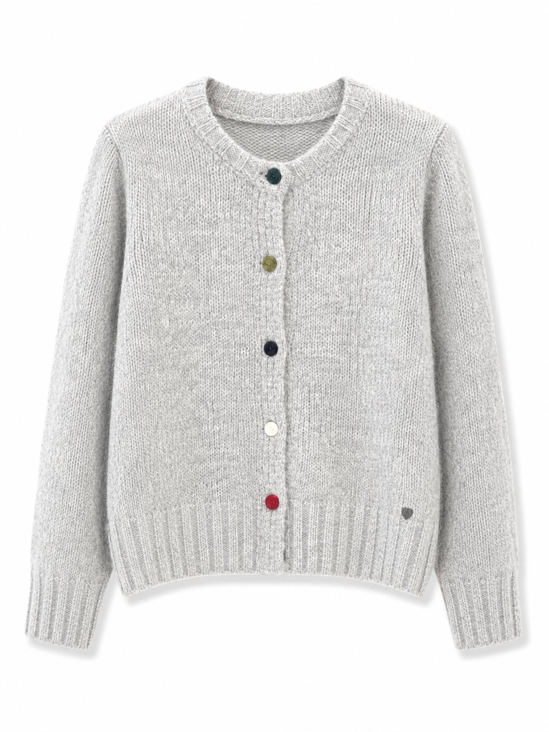 Cardigan maglia grossa con bottoni colorati Perla
