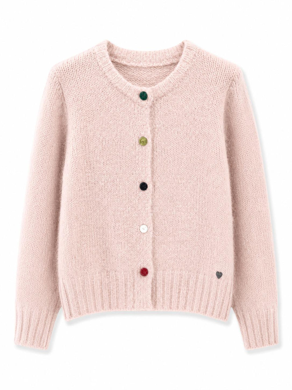 Cardigan maglia grossa con bottoni colorati Rosa