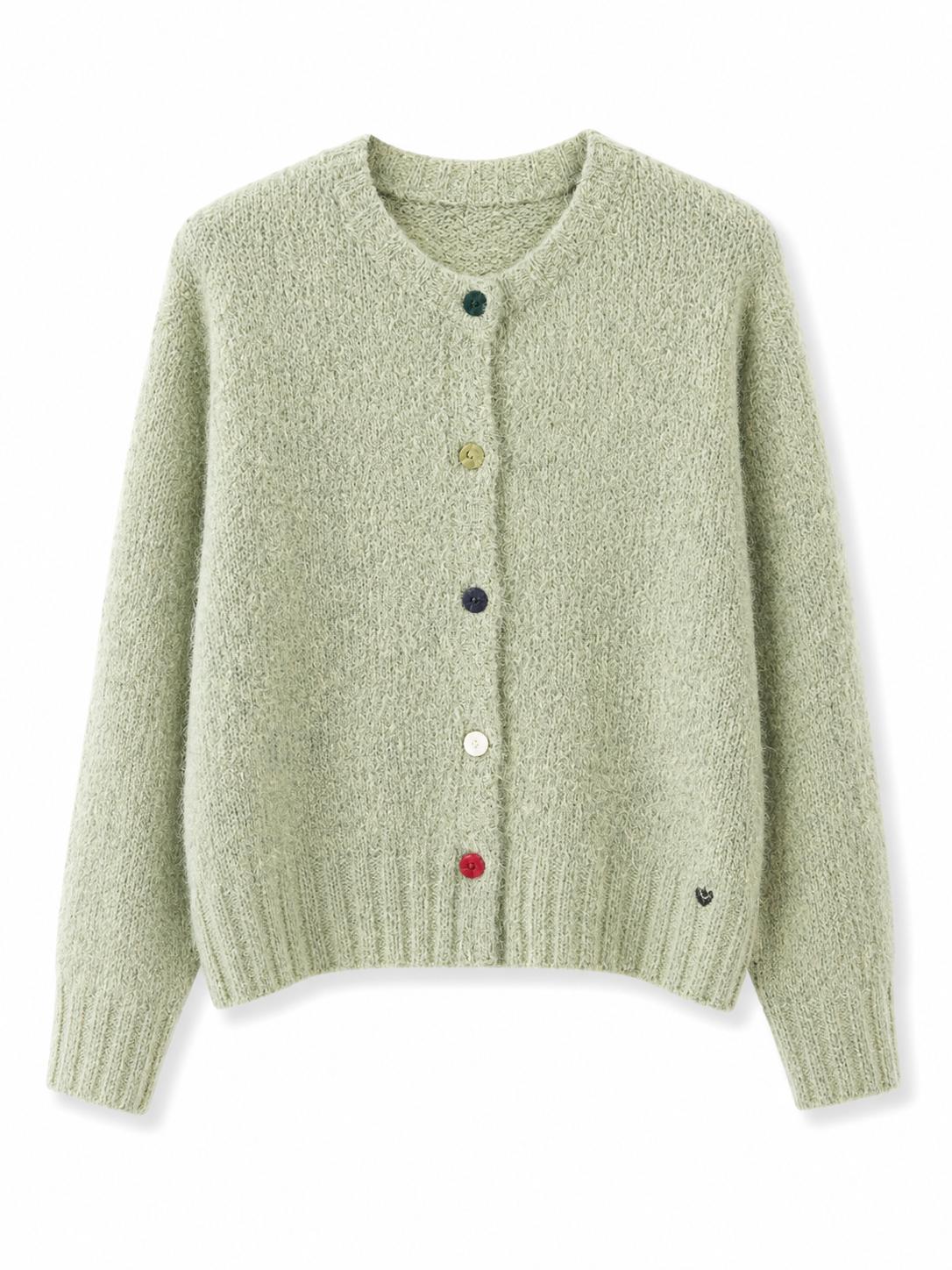 Cardigan maglia grossa con bottoni colorati Salvia