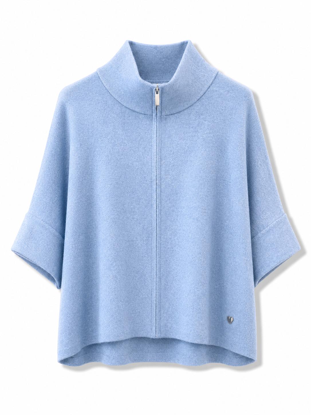 Felpa zip corta  Azzurro
