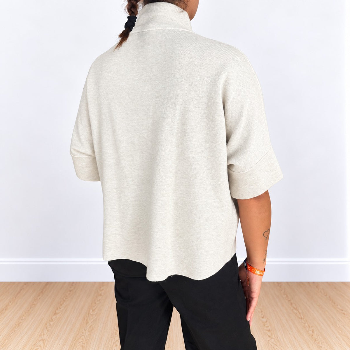 Felpa zip corta Beige