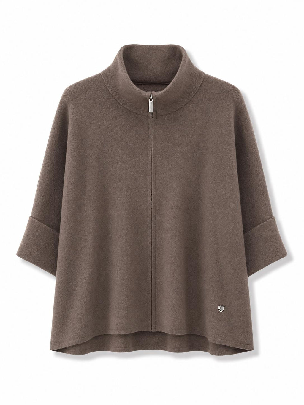 Felpa zip corta  Marrone