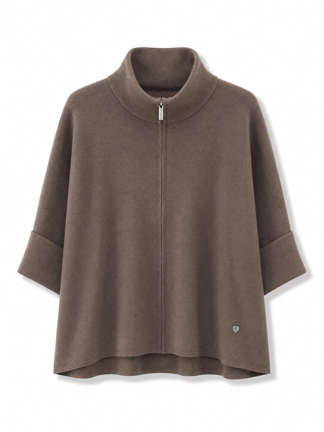 Felpa zip corta  Marrone