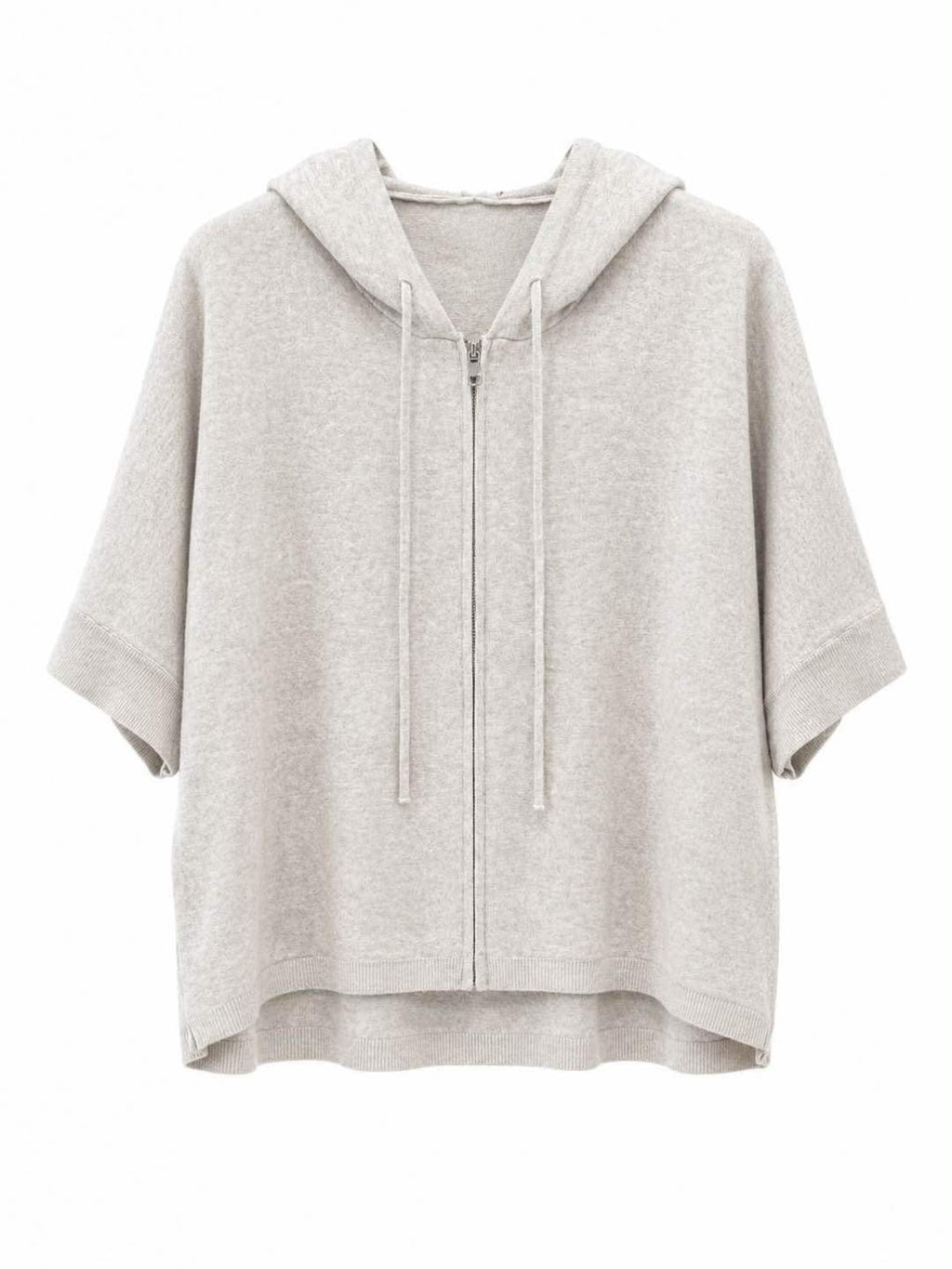 Felpa zip corta con cappuccio Beige