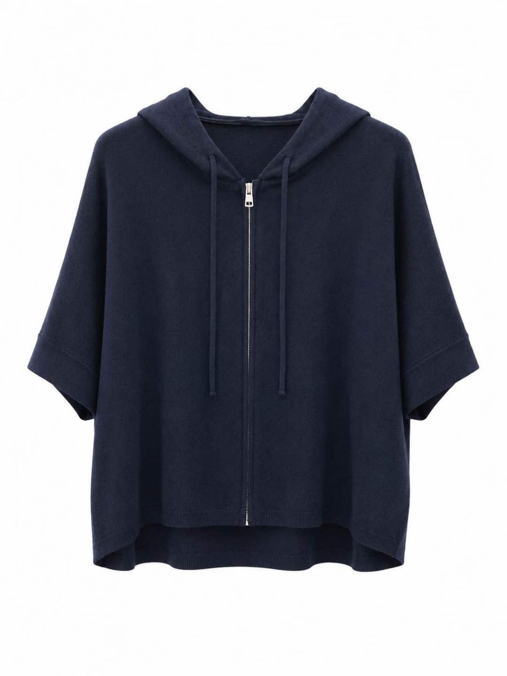 Felpa zip corta con cappuccio Blu