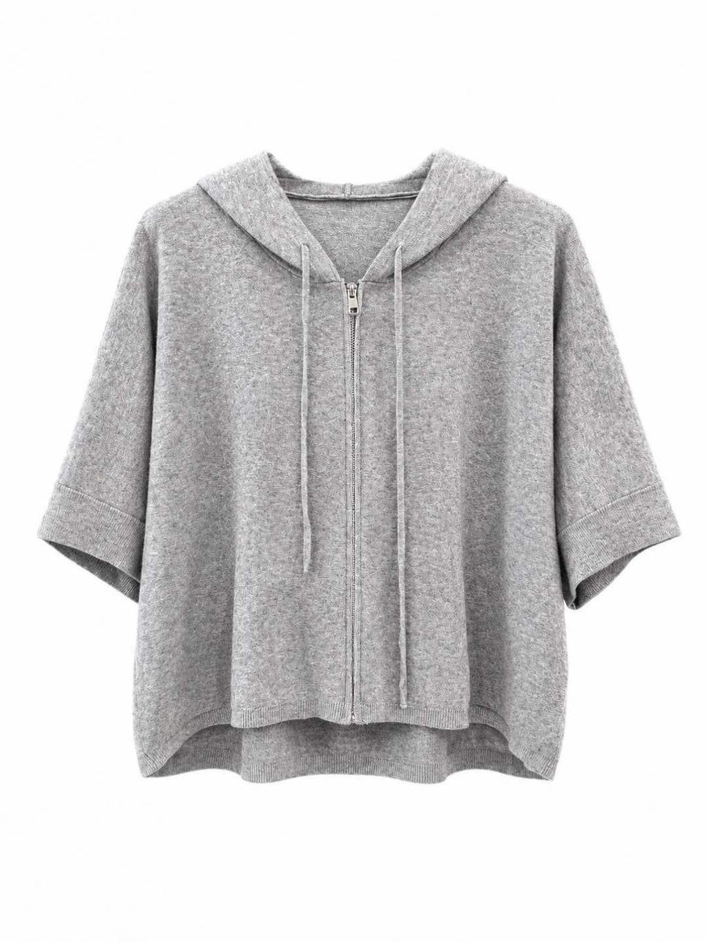Felpa zip corta con cappuccio Grigio