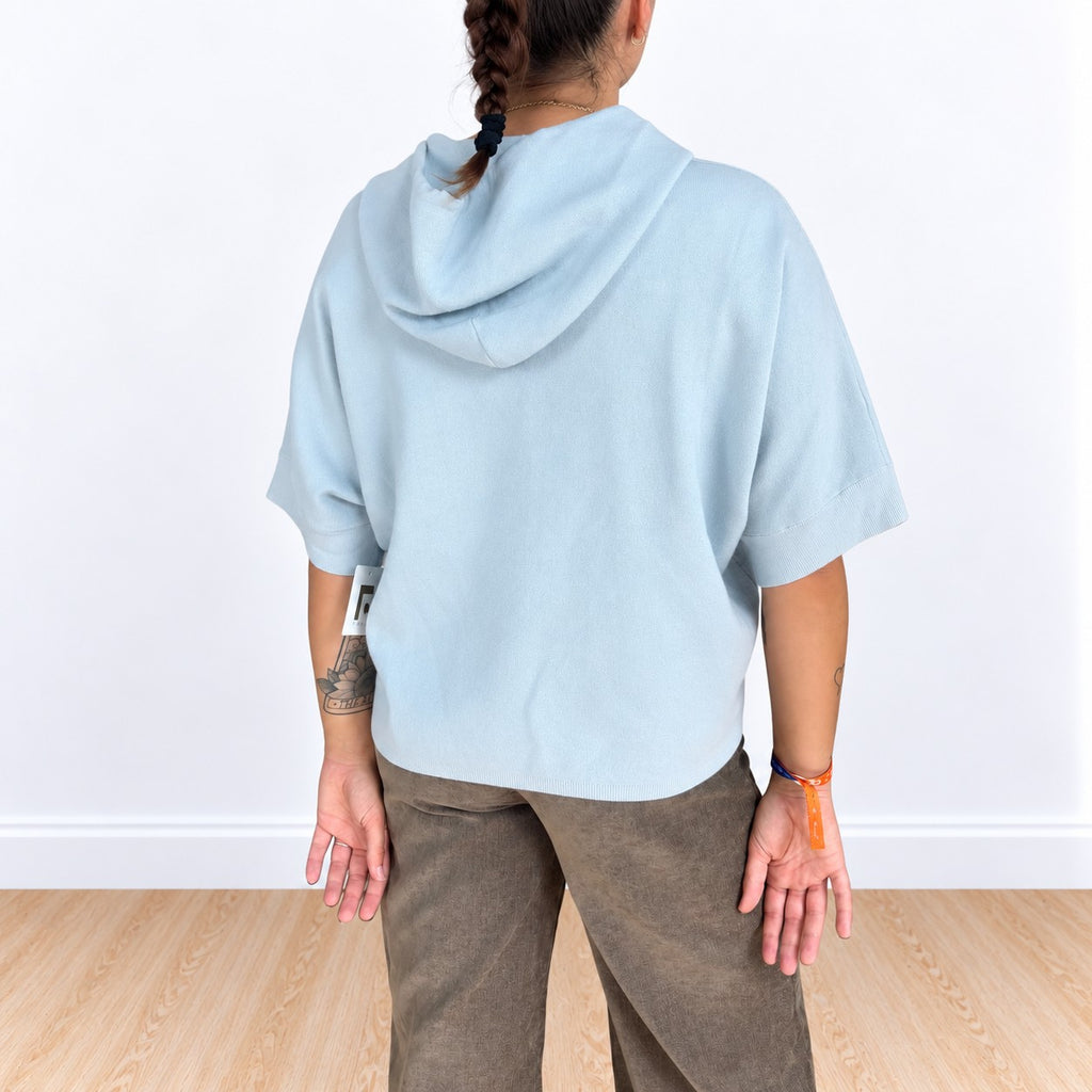 Felpa zip corta con cappuccio Polvere
