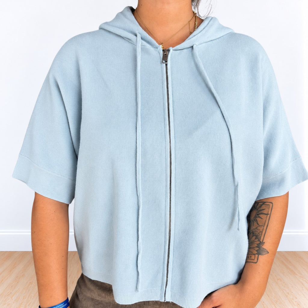 Felpa zip corta con cappuccio Polvere