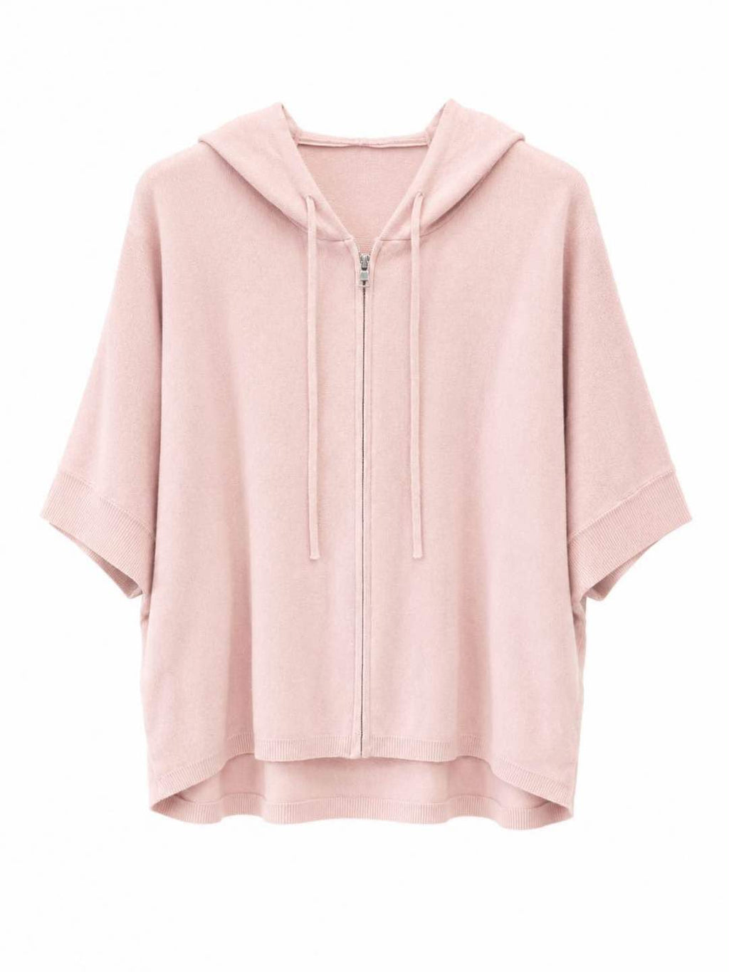 Felpa zip corta con cappuccio Rosa