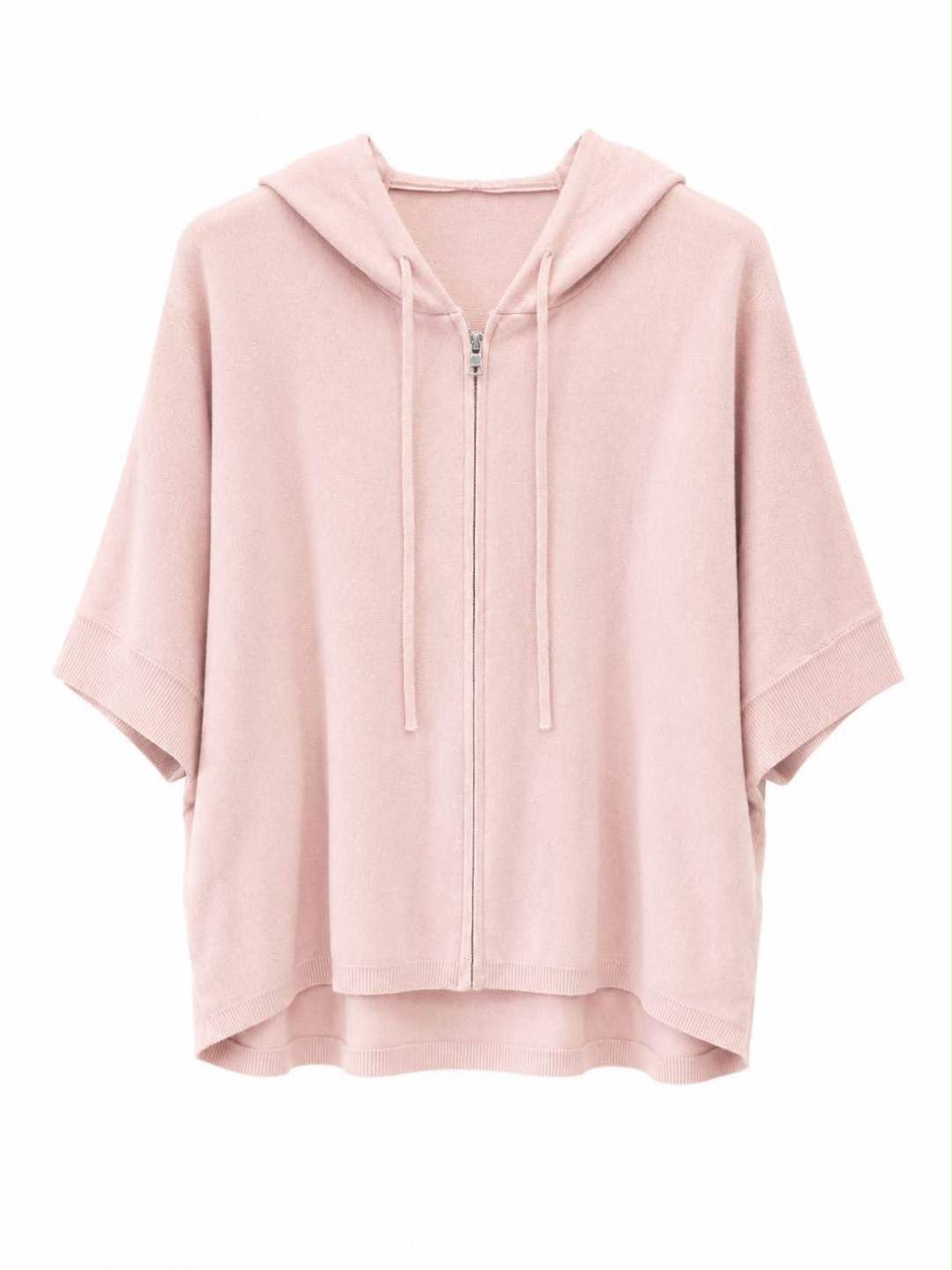 Felpa zip corta con cappuccio Rosa