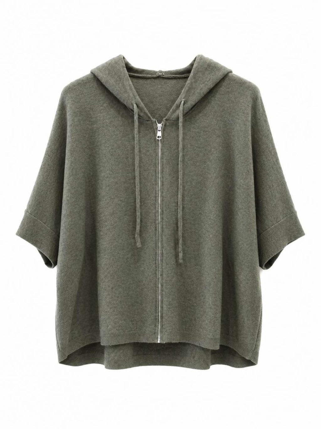 Felpa zip corta con cappuccio Verde