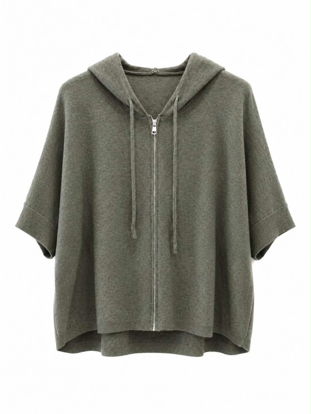 Felpa zip corta con cappuccio Verde