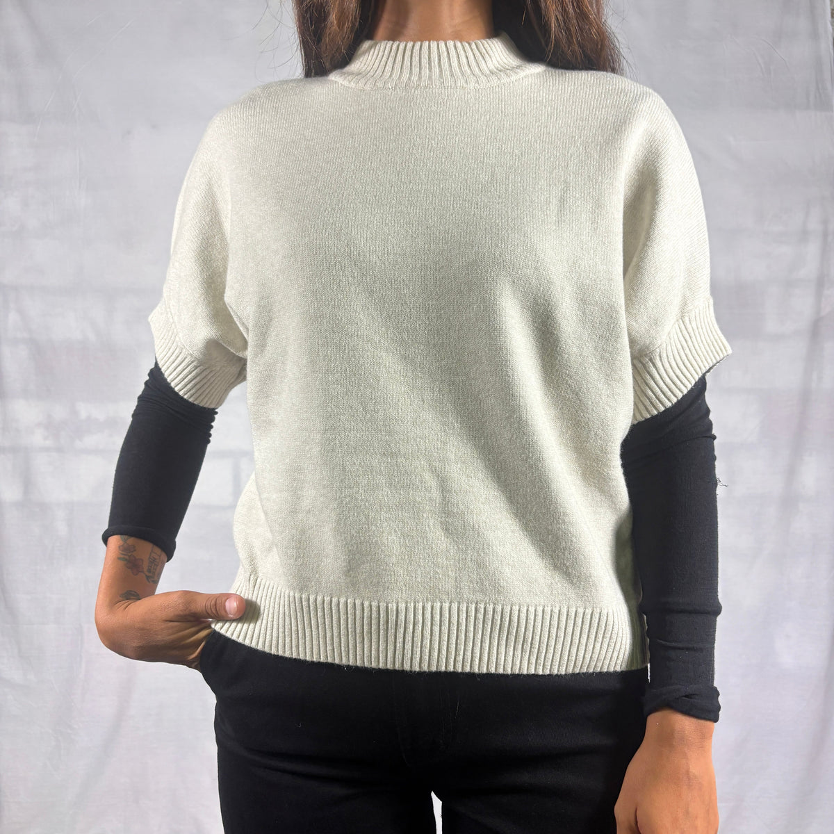 maglione manica corta Panna