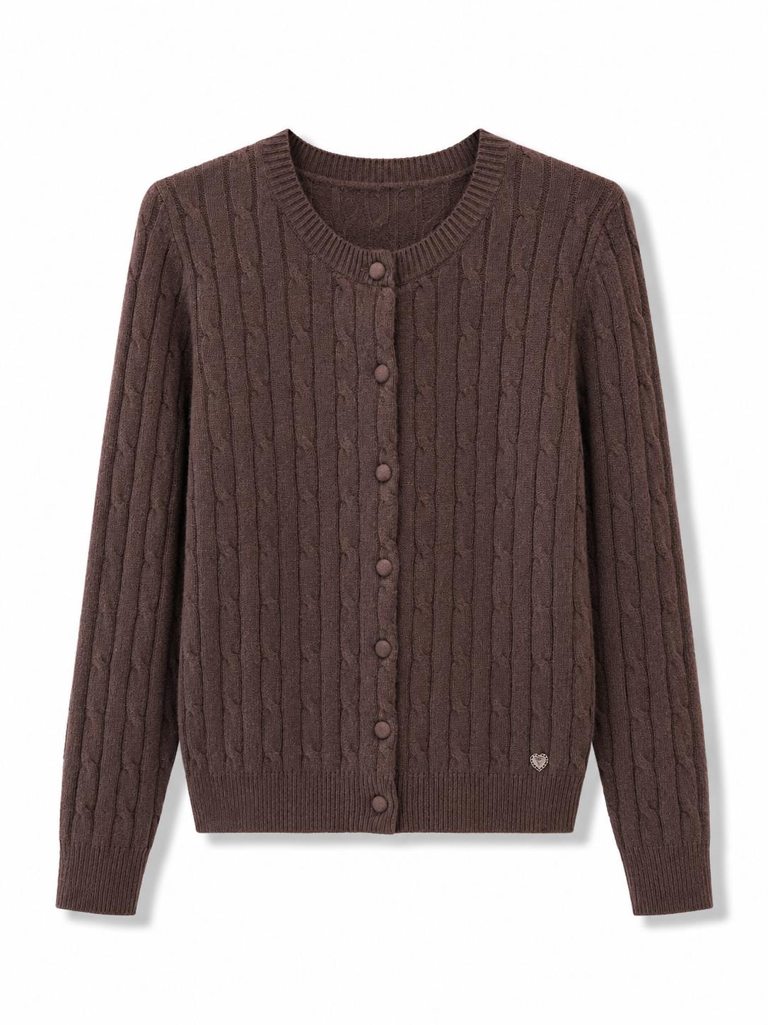 Cardigan trama intrecciata Marrone