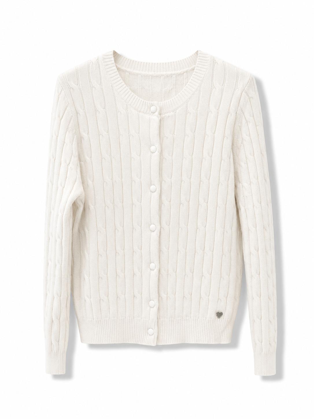 Cardigan trama intrecciata Panna