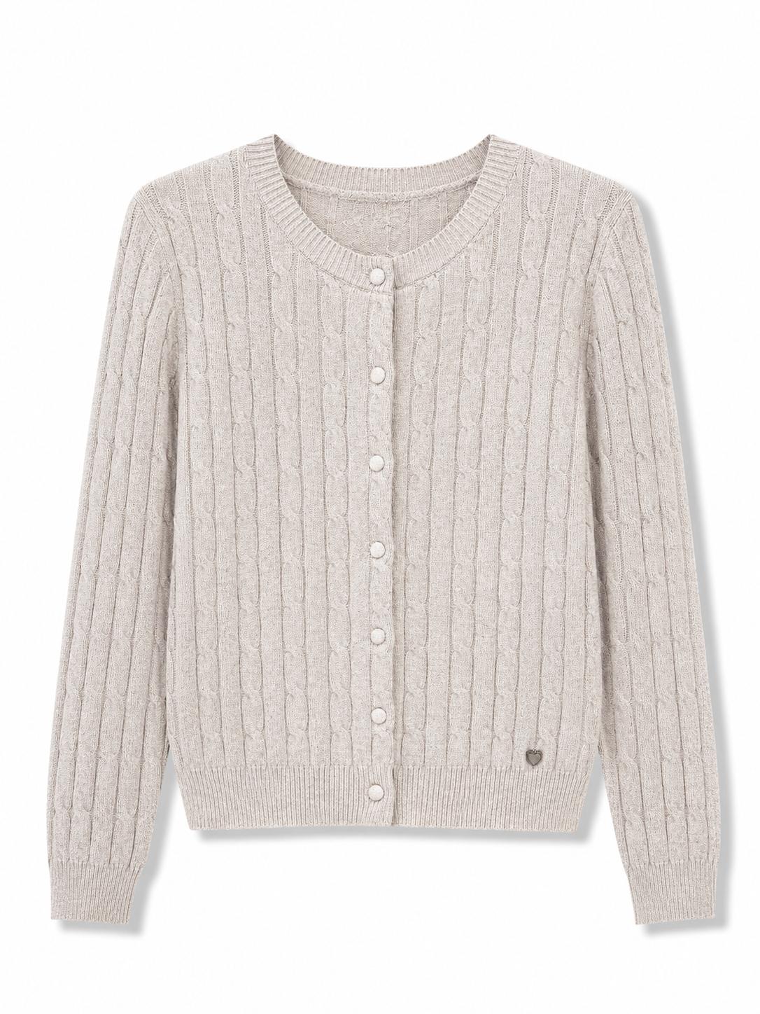 Cardigan trama intrecciata Sabbia