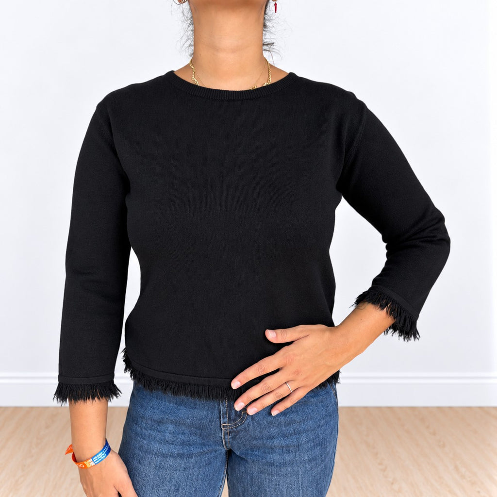 Maglia frange Nero