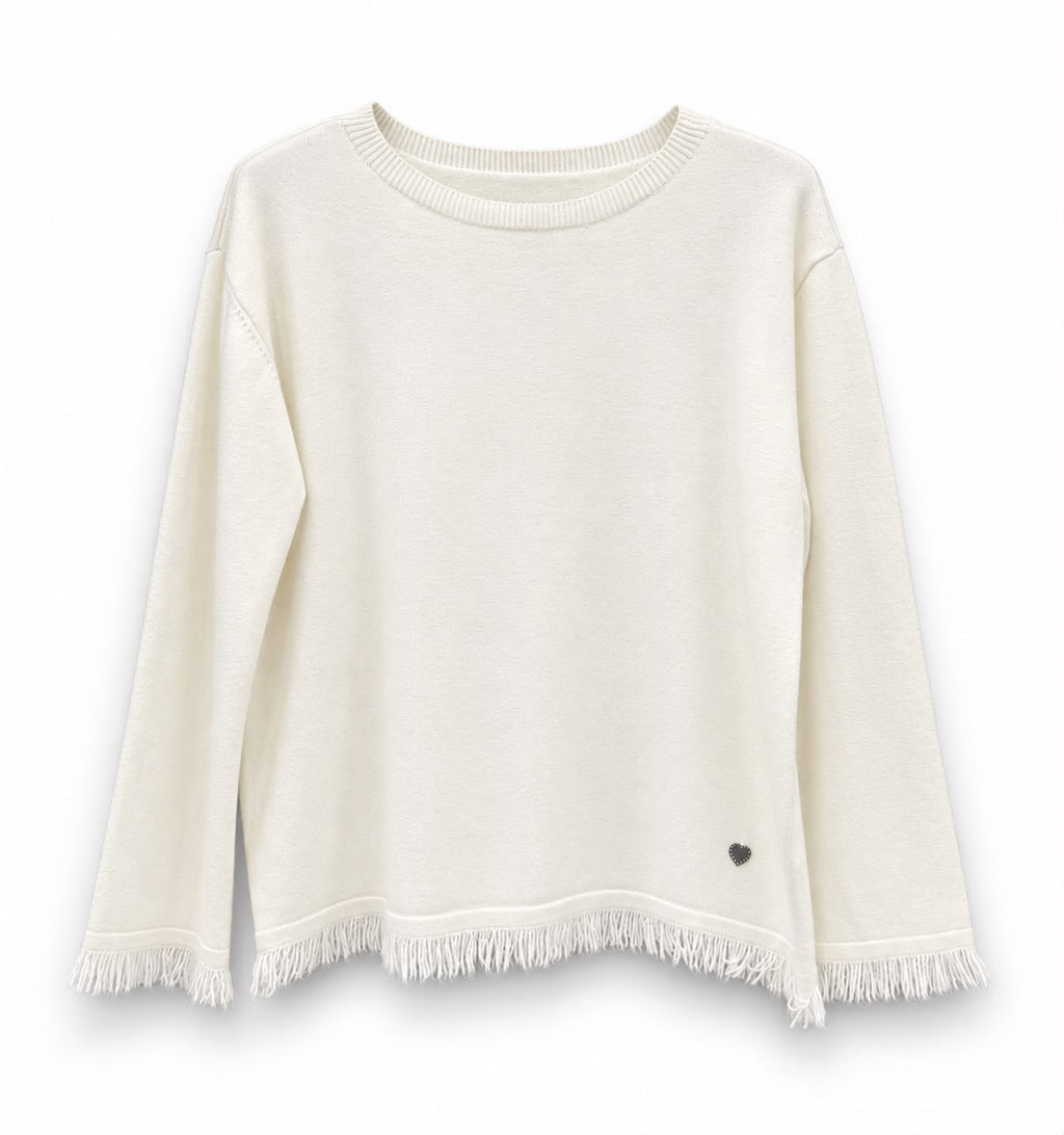 Maglia frange Panna