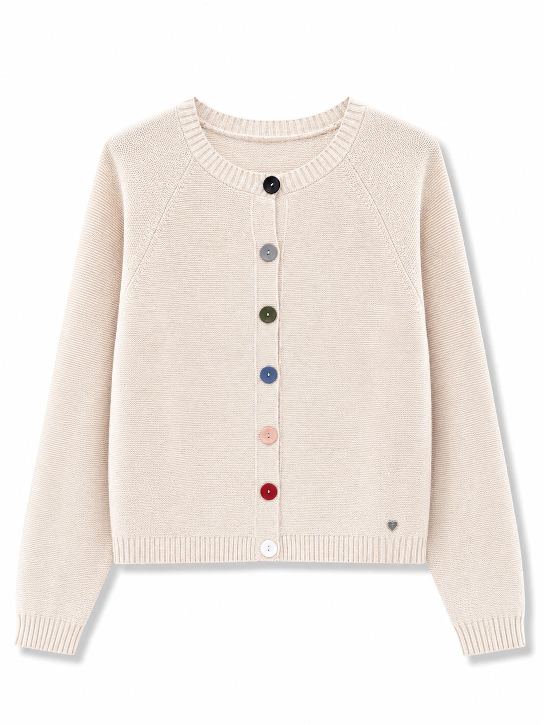 Cardigan con bottoni colorati Beige