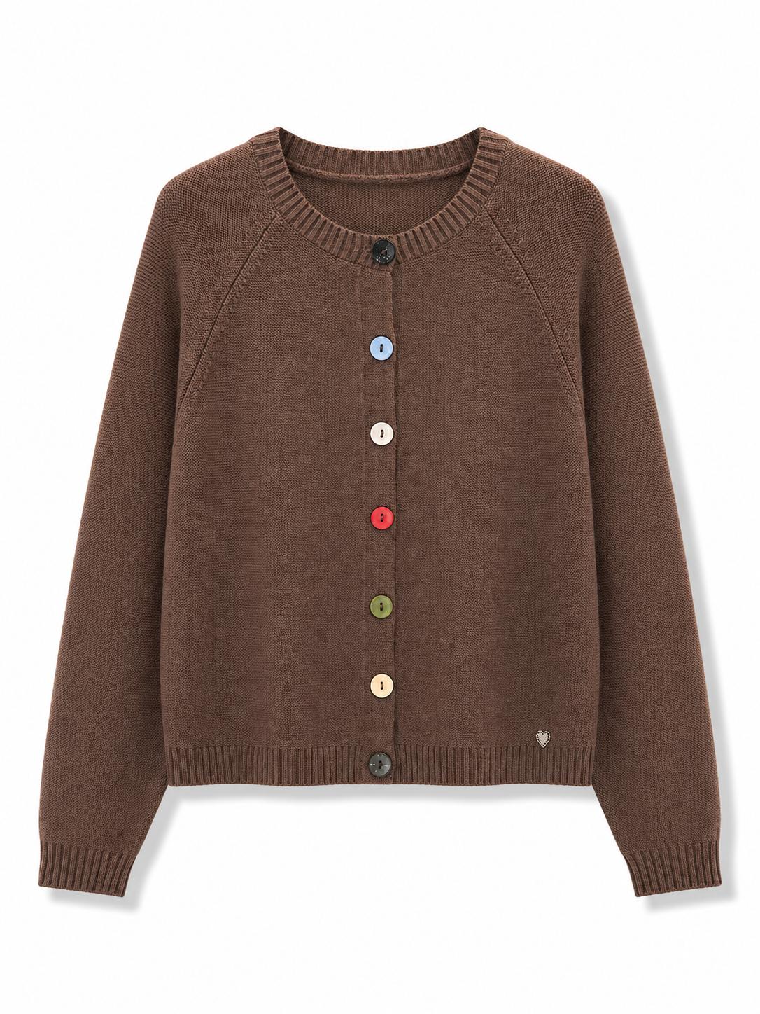 Cardigan con bottoni colorati Marrone