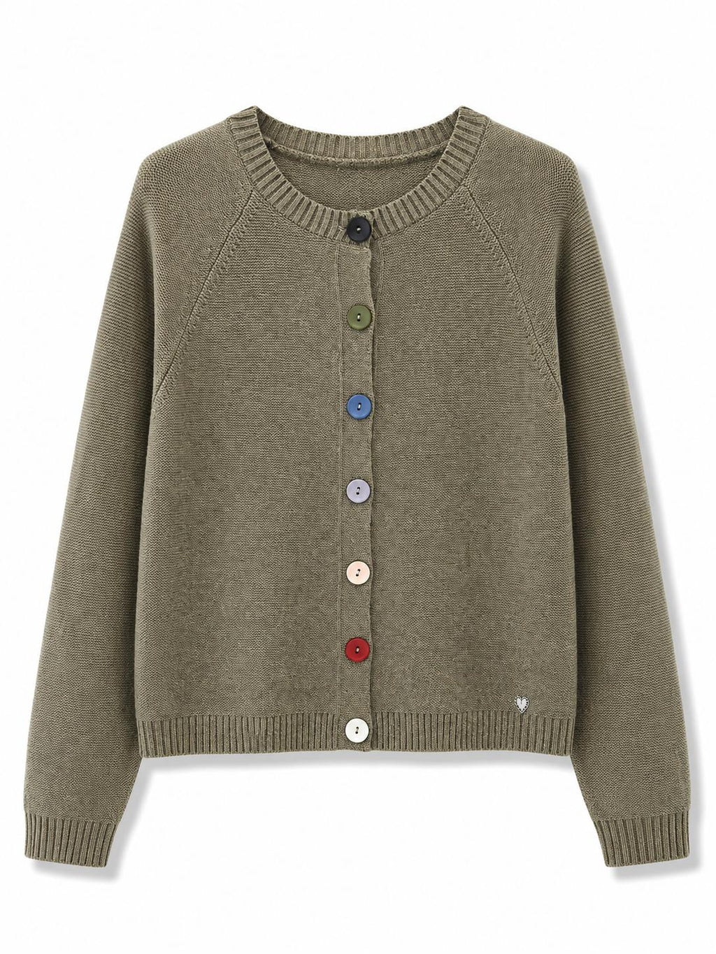 Cardigan con bottoni colorati Verde militare