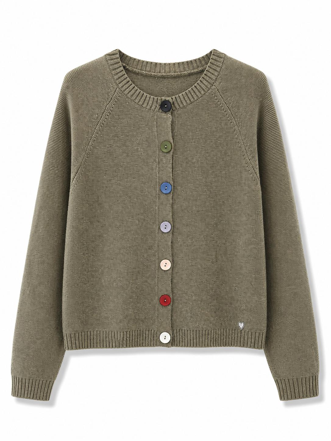 Cardigan con bottoni colorati Verde militare