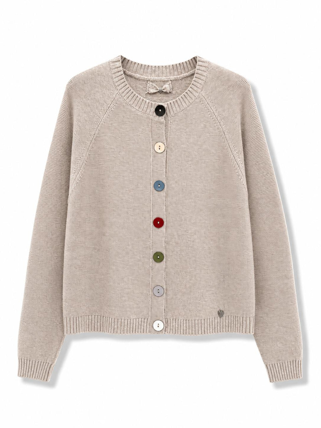 Cardigan con bottoni colorati Tortora