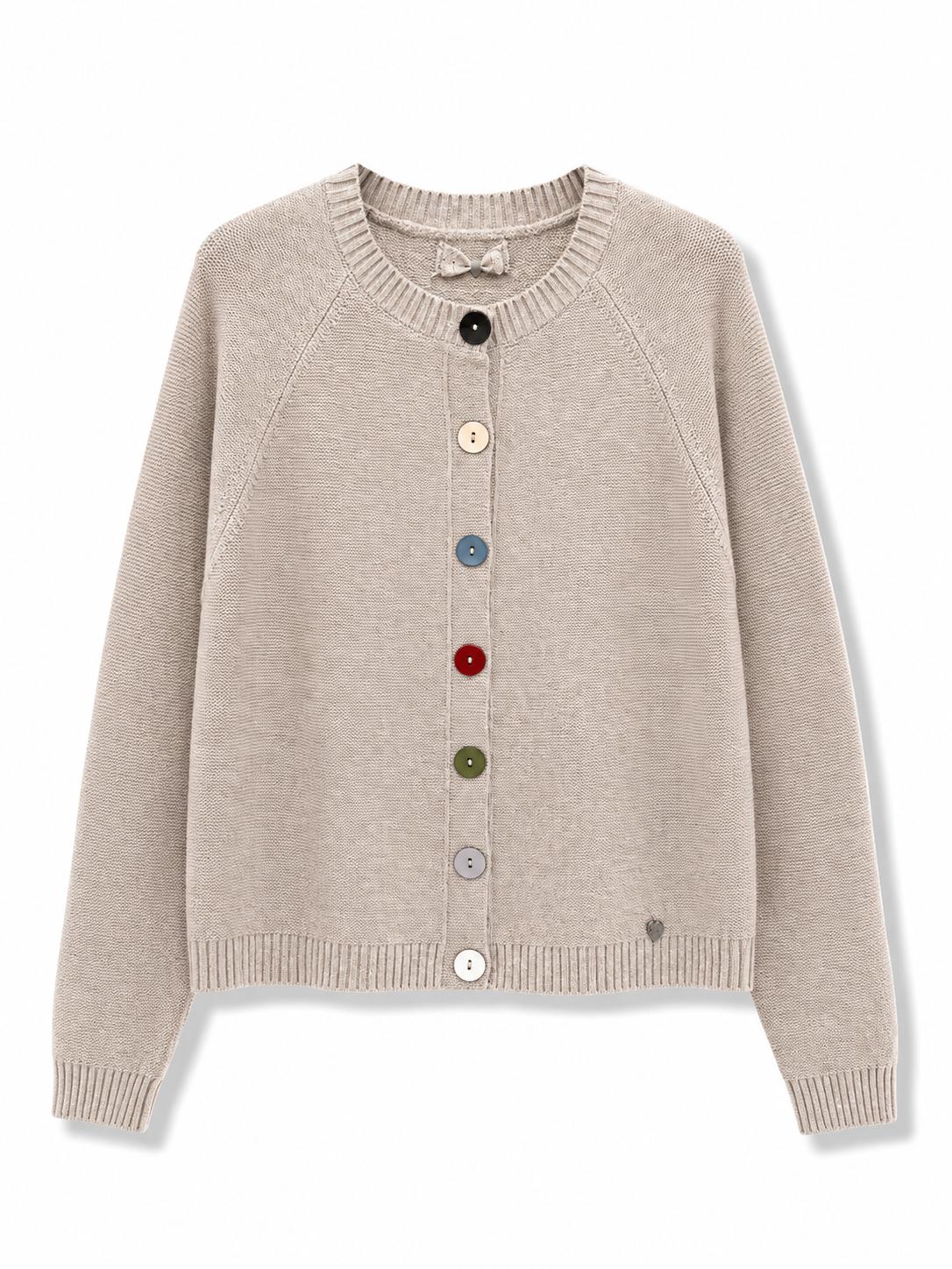 Cardigan con bottoni colorati Tortora