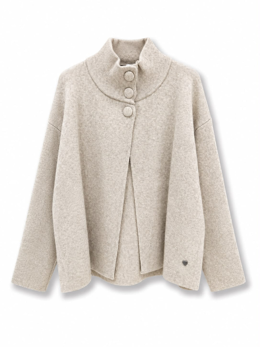 Mantellina collo con bottoni Beige