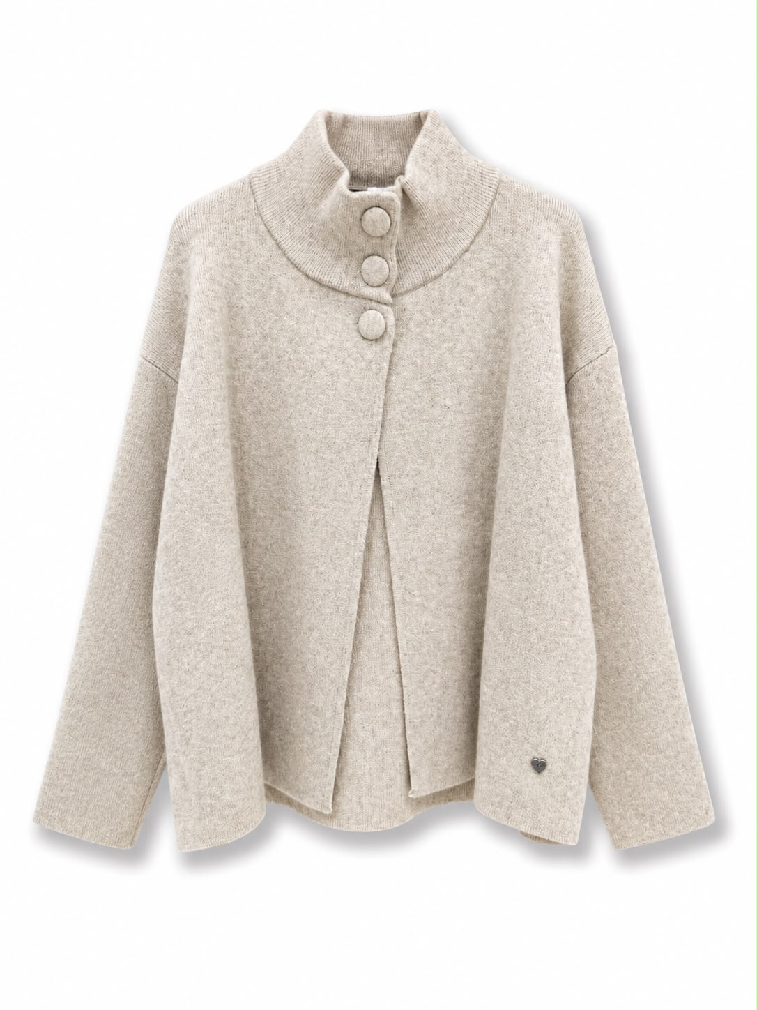 Mantellina collo con bottoni Beige