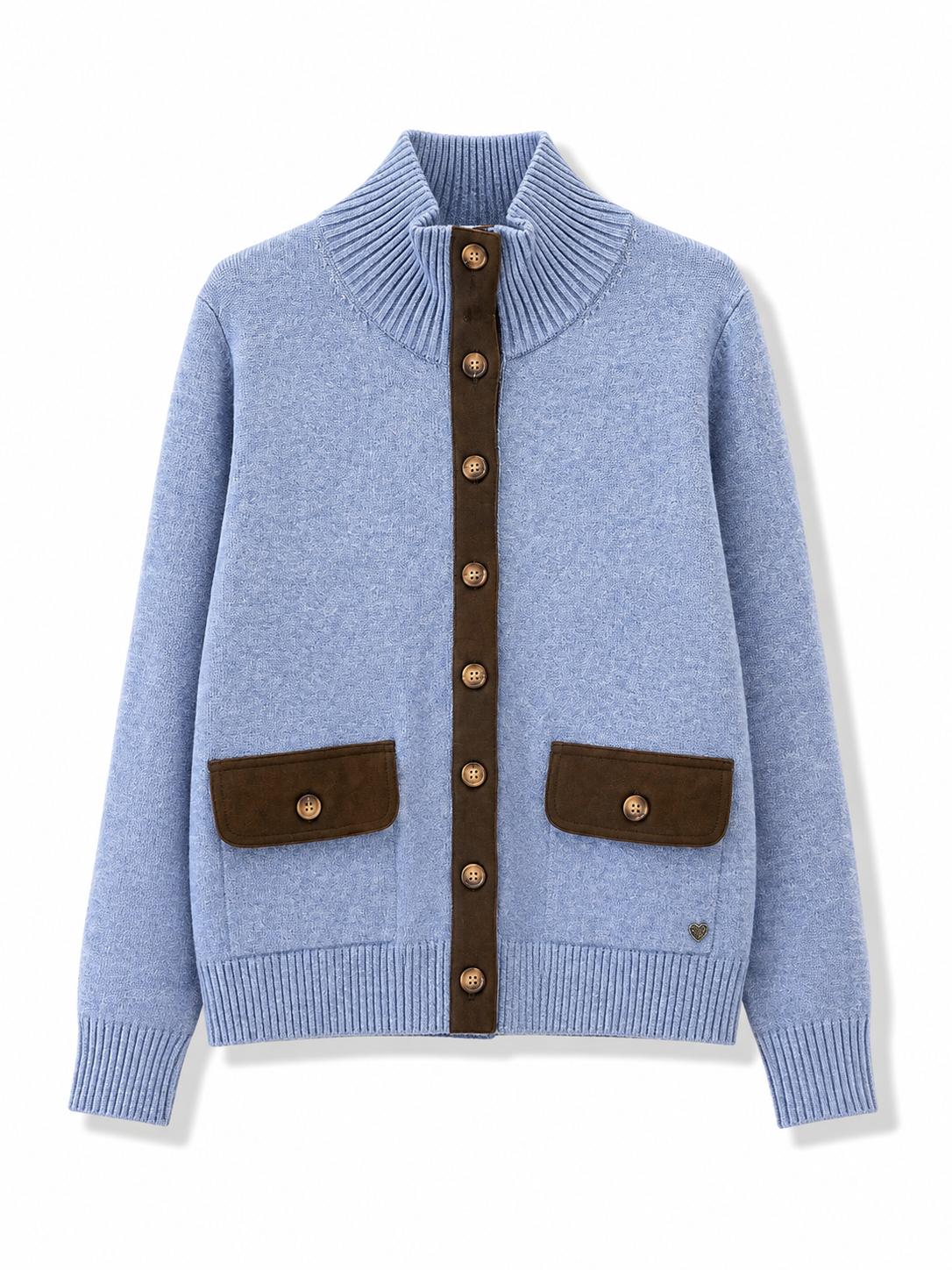 Cardigan a contrasto Azzurro