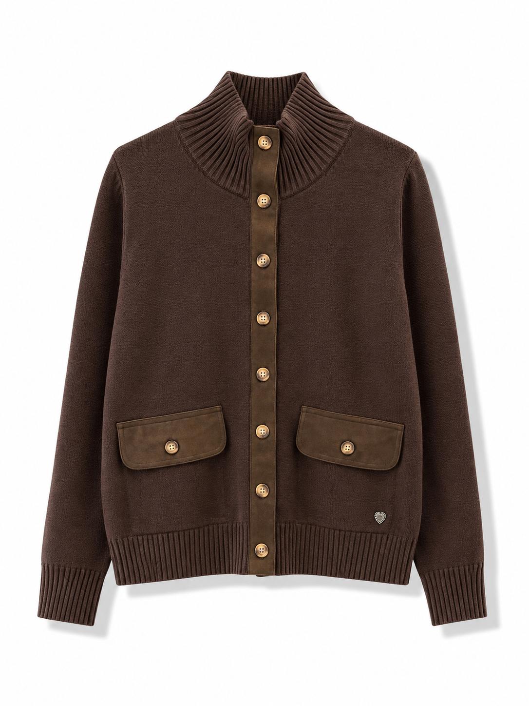 Cardigan a contrasto Marrone