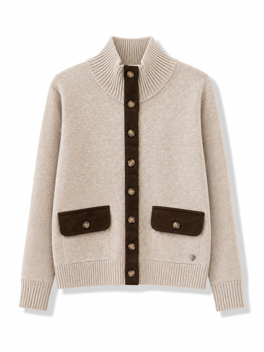 Cardigan a contrasto Tortora