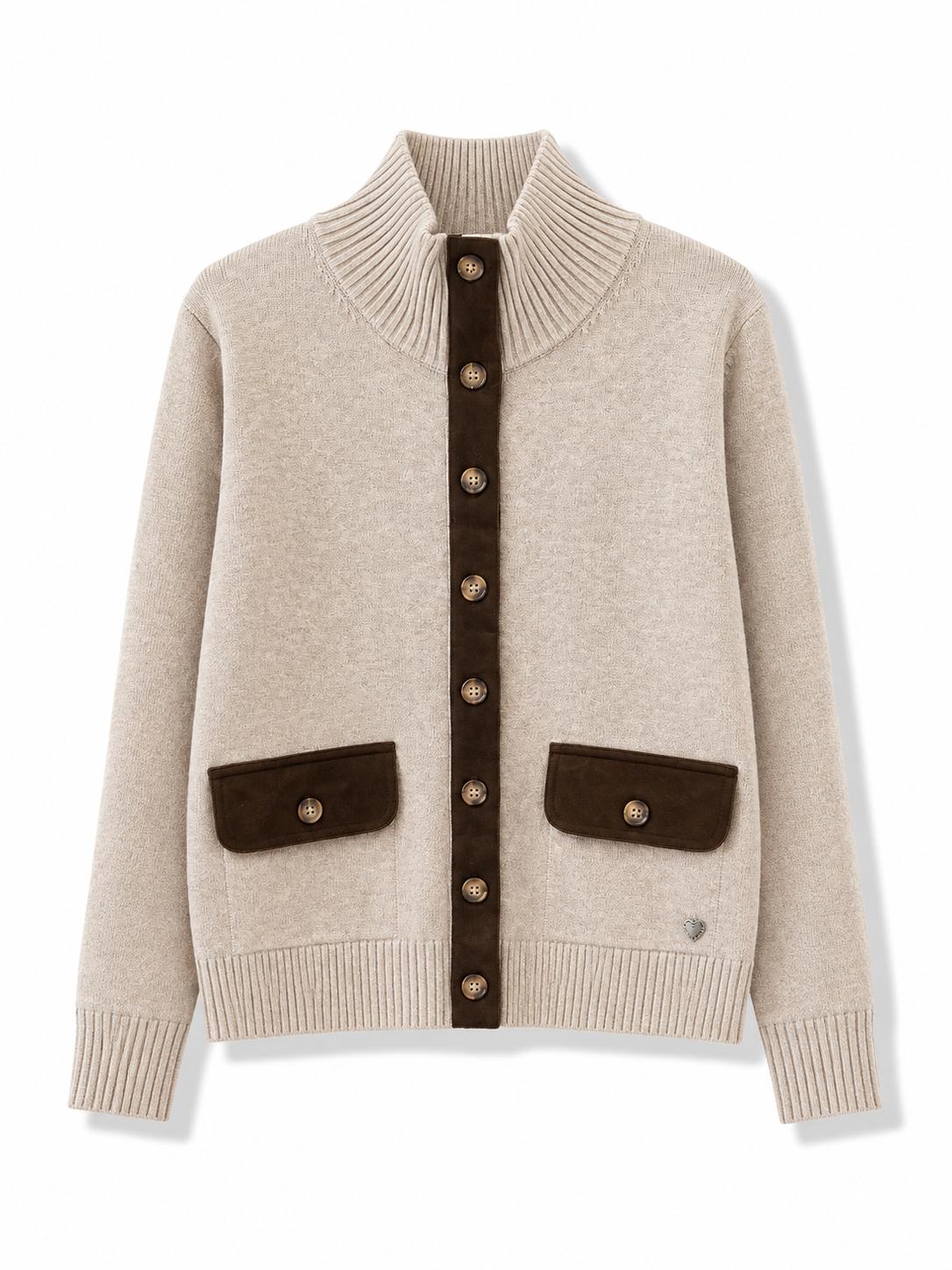 Cardigan a contrasto Tortora