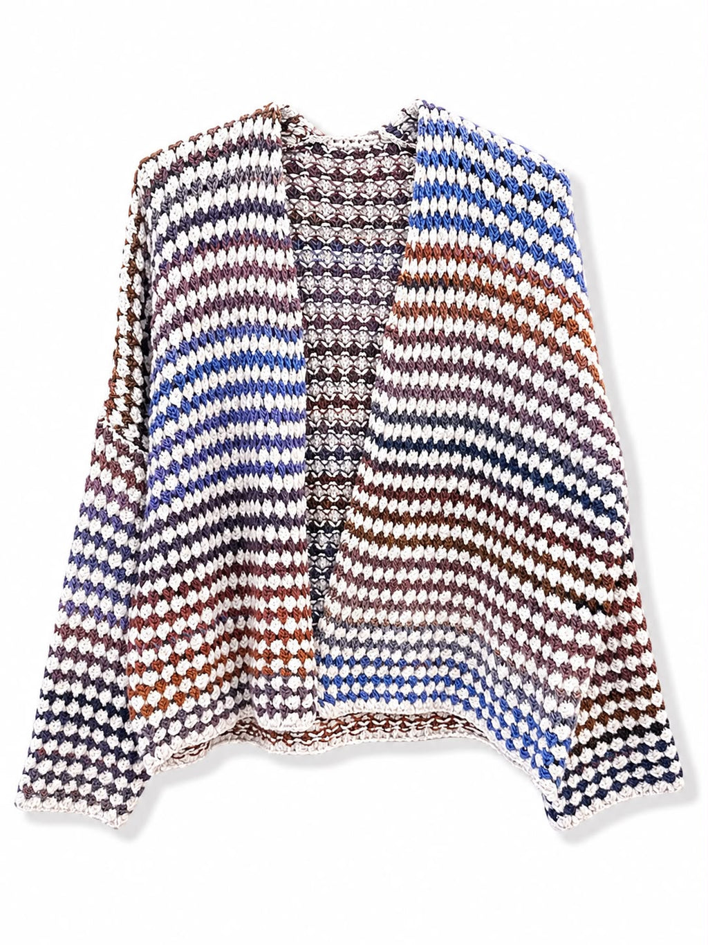 Cardigan aperto doppio colore Avio