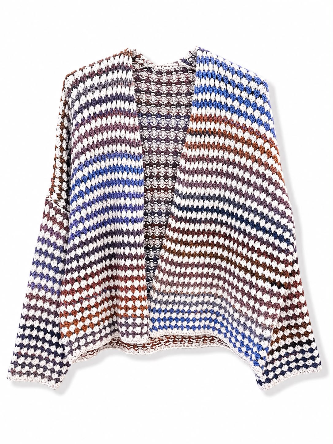 Cardigan aperto doppio colore Avio